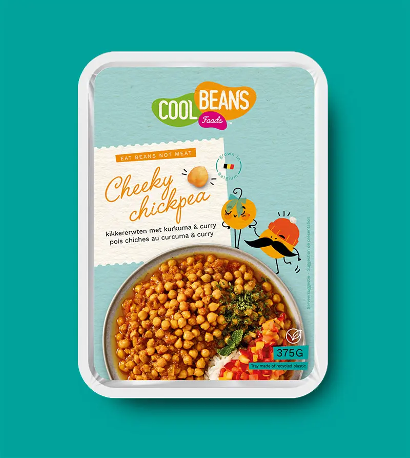 A container of beans with the label " cool beans " on it.